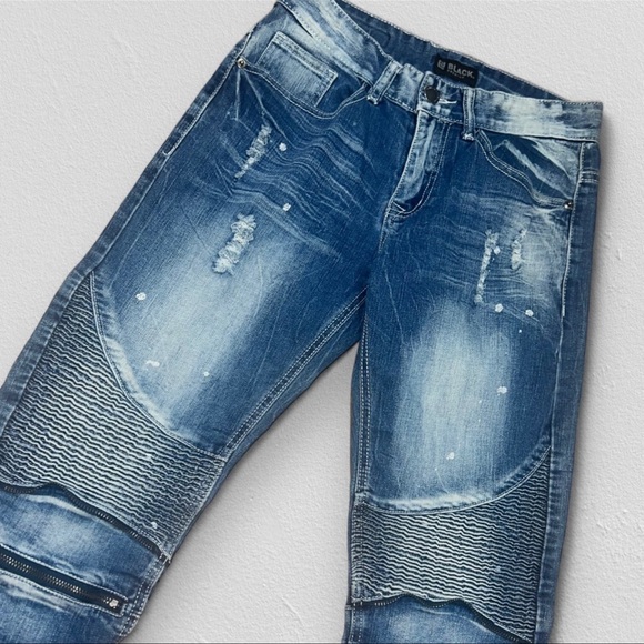 EUC CJ Black Premium Distressed Skinny Flex Blue Jeans, Size Men’s 28/30 - Picture 4 of 8